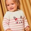 Pull En Maille à Rayures écru Et Rose -Mini Chic Soldes 22H1BFE1PUL 001 1