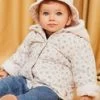 Manteau à Capuche à Imprimé Fleuri Et Fourrure Synthétique Rose Pâle -Mini Chic Soldes 22H1BFM1MAN D319 1