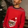 Pull De Noël Rouge En Tricot à Motif Tigre -Mini Chic Soldes 22H3GH91PUL F528 1