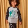 Pyjama Gris En Velours à Animation Dragon -Mini Chic Soldes 22H5PG26PYJ 943 1