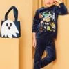 Ensemble Pyjama En Velours Et Sac à Imprimé Halloween. -Mini Chic Soldes 22H5PGS1PYJ 702 1