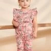 Combinaison En Popeline Vieux Rose à Fleurs