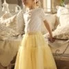 Jupe Jaune Asymétrique En Tulle Paillettée