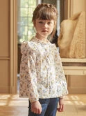 Blouse écrue à Imprimé Fleuri En Gaze De Coton