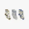 Lot De 3 Paires De Chaussettes Vert Kaki, Grises Et Bleu Pétrole En Jersey -Mini Chic Soldes 23H4PG83SOQ 001 11