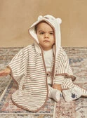 Cape De Bain à Capuche Beige à Imprimé à Rayures