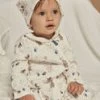 Grenouillière Et Bonnet écru En Velours à Imprimé Animaux -Mini Chic Soldes 23H5BG15GRE 001 1